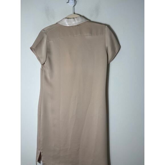 Amanda Maria Beige Cap Sleeve Collared Midi Dress Sz S - Picture 2 of 2